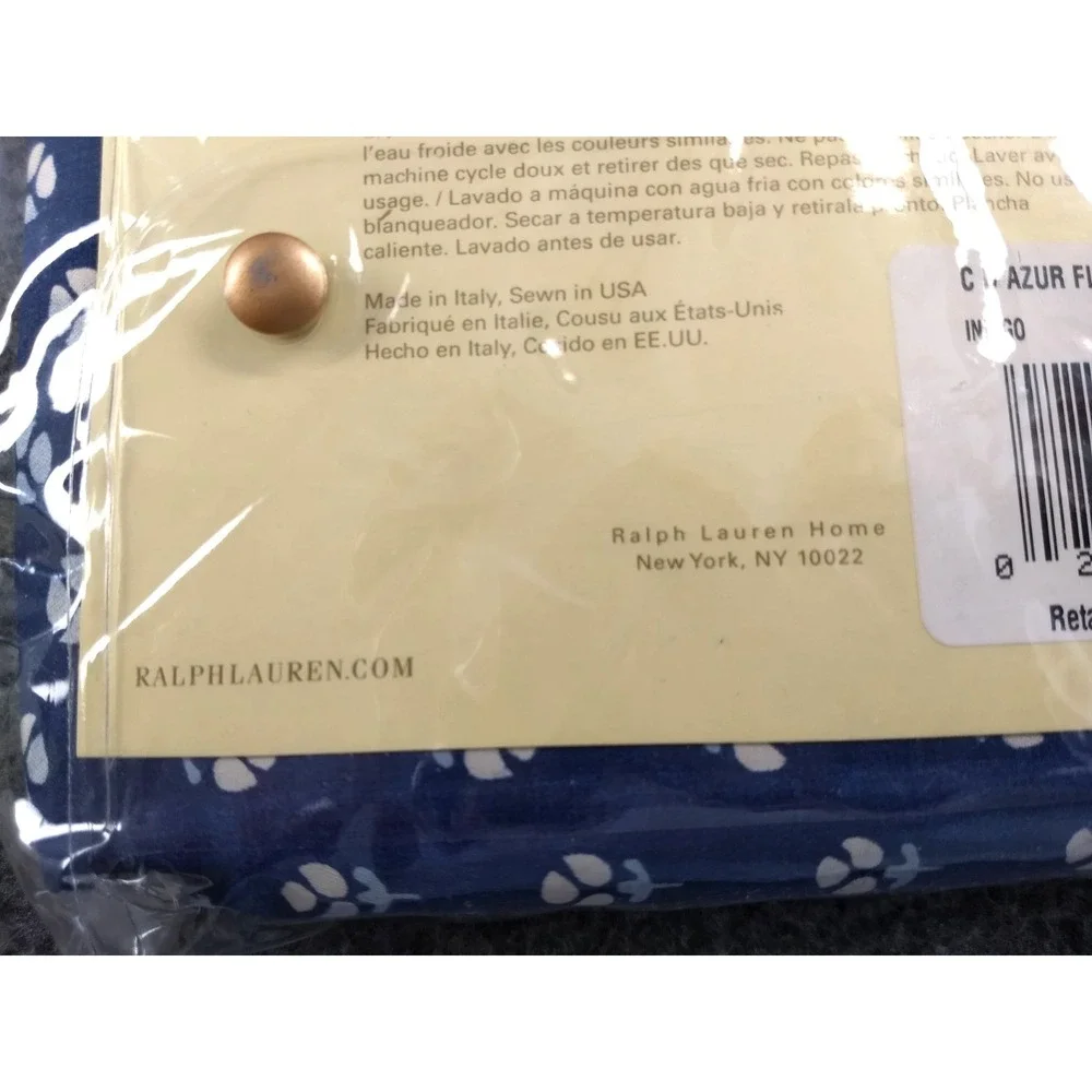 Ralph Lauren Cote D'Azur Floral Standard Pillowcases Pair Blue Cotton‎ Italy NEW